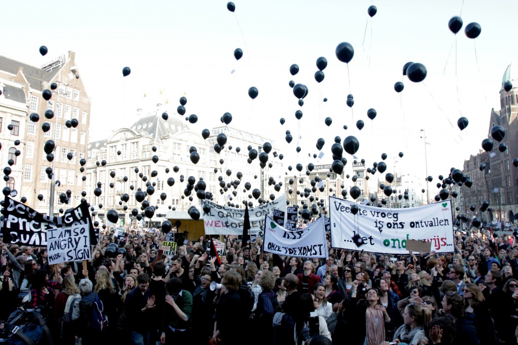 Dam Square Protests, Amsterdam, March 2012. Courtesy of ASVA